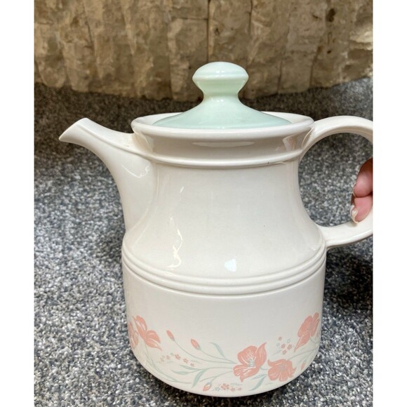 Biltons Coloroll Porcelain Teapot Set England Peach Flowers Sugar Bowl Milk Cup - Picture 4 of 8